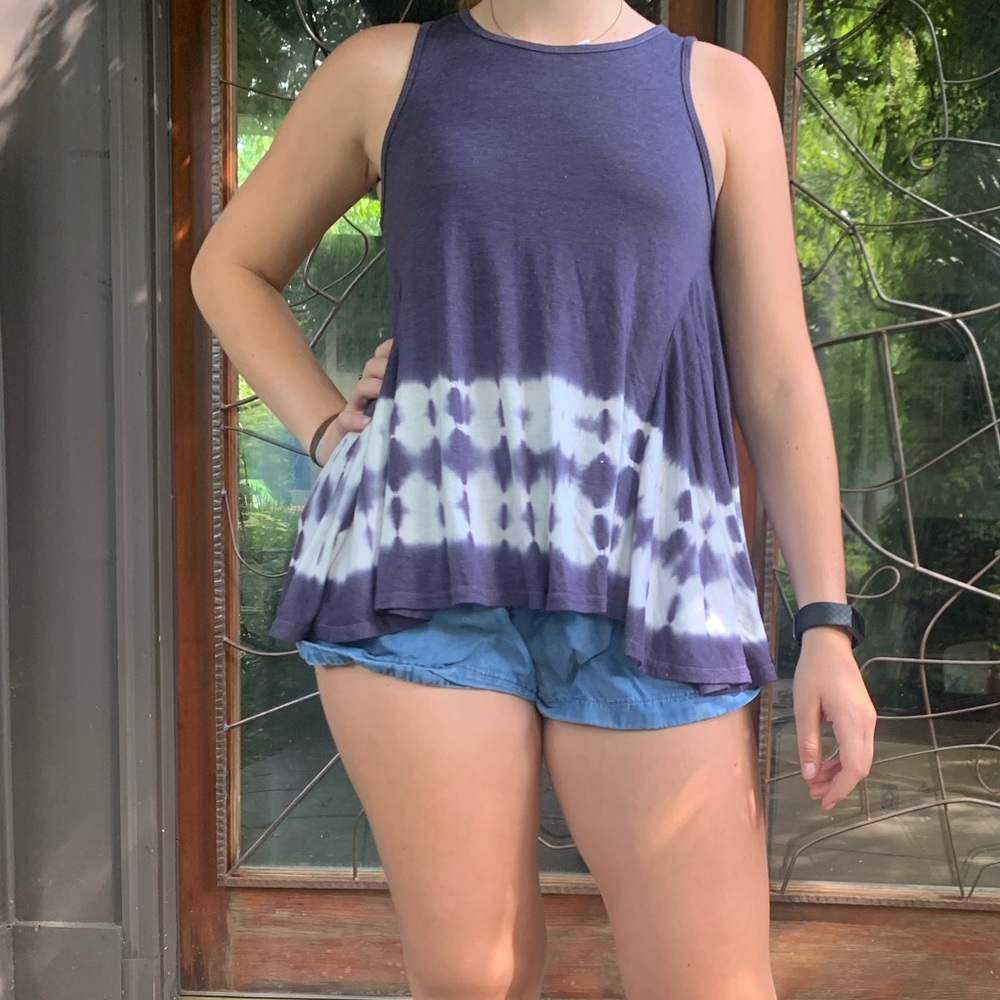 Purple tie dye tank top